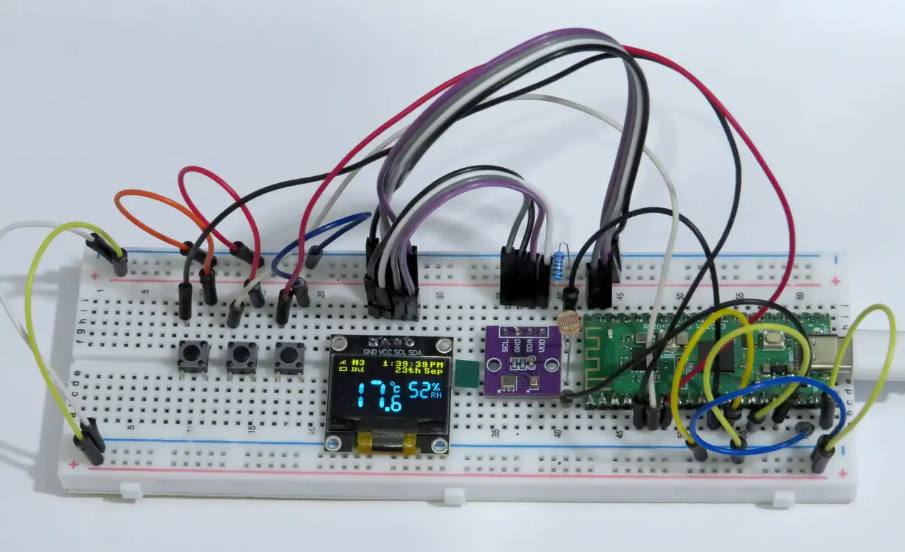 Image of an Environode on a breadboard