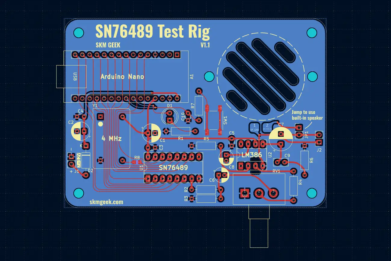 Layout for the NMOScillator test rig PCB