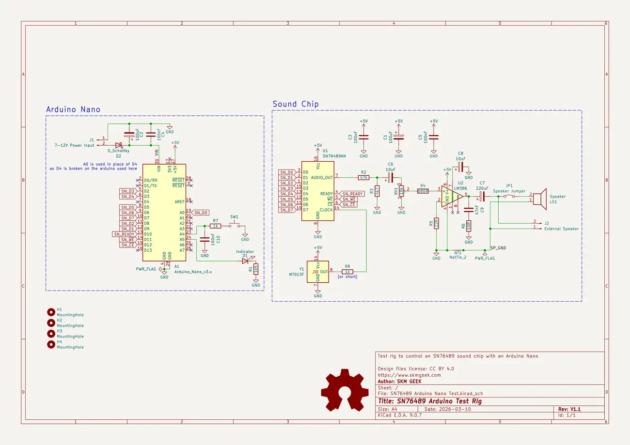 Schematic drawing for the NMOScillator test rig PCB